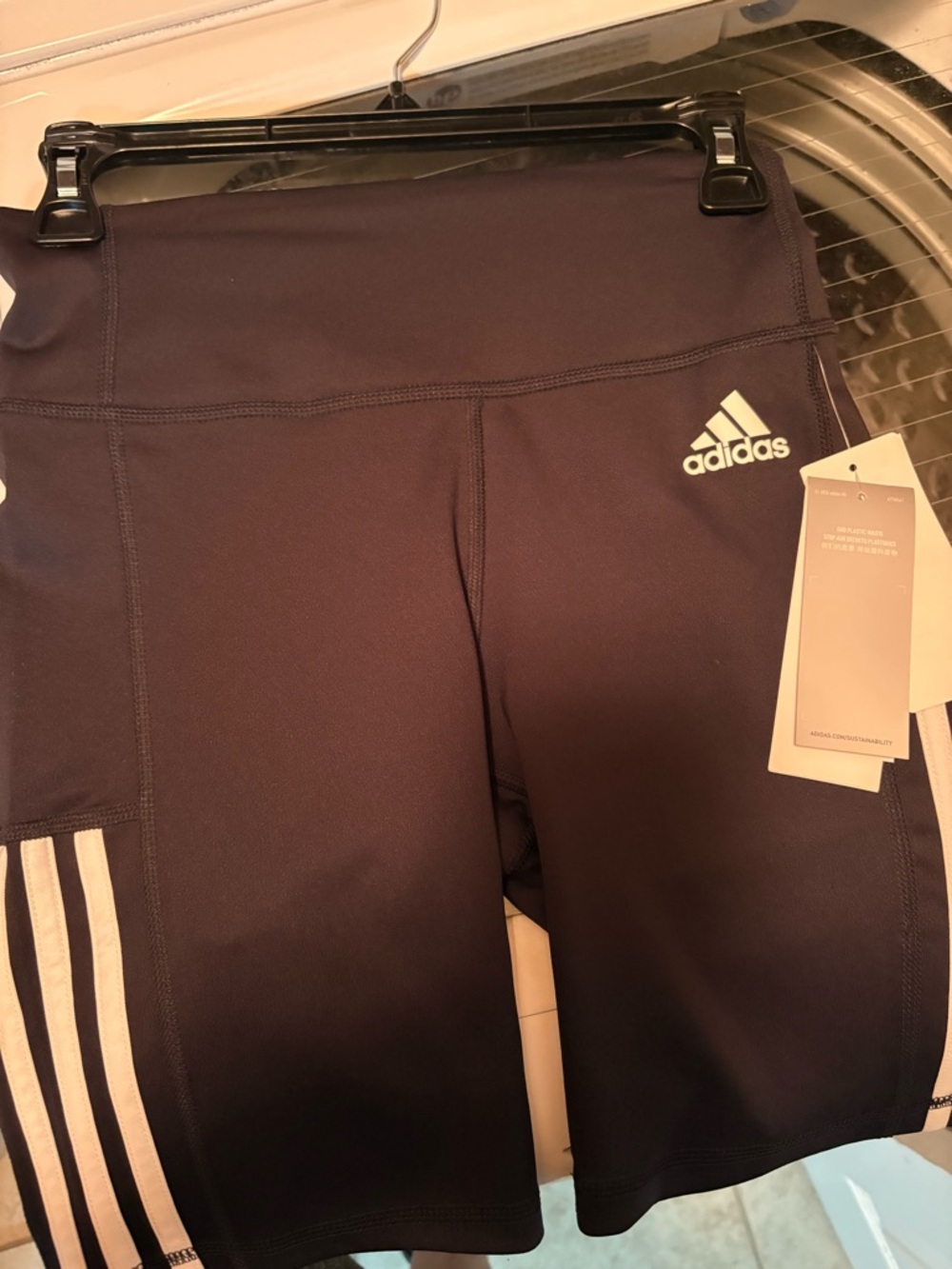 adidas Navy Athletic Shorts with White Stripe Detail